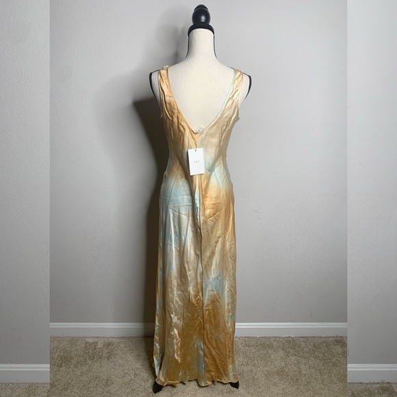 A.L.C Amana Blue Tan Satin Maxi Dress - Picture 9 of 15